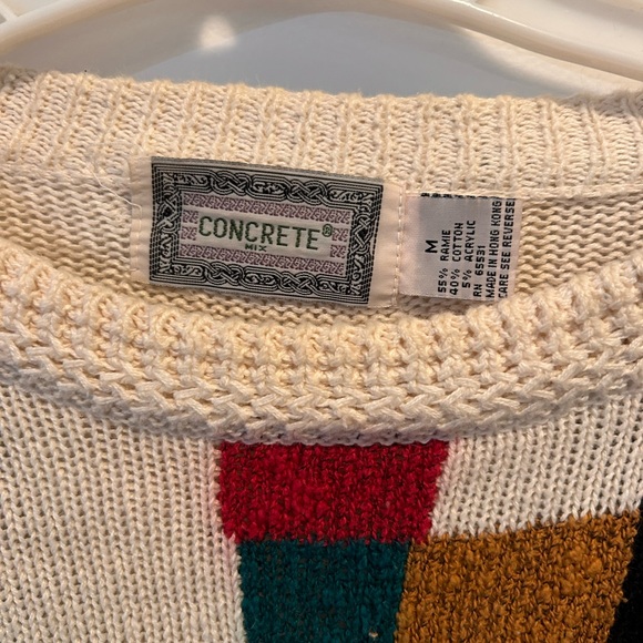 Vintage Concrete Mix Men's Pullover Multi-Color Abstract Knit Sweater Size Med - Picture 2 of 6